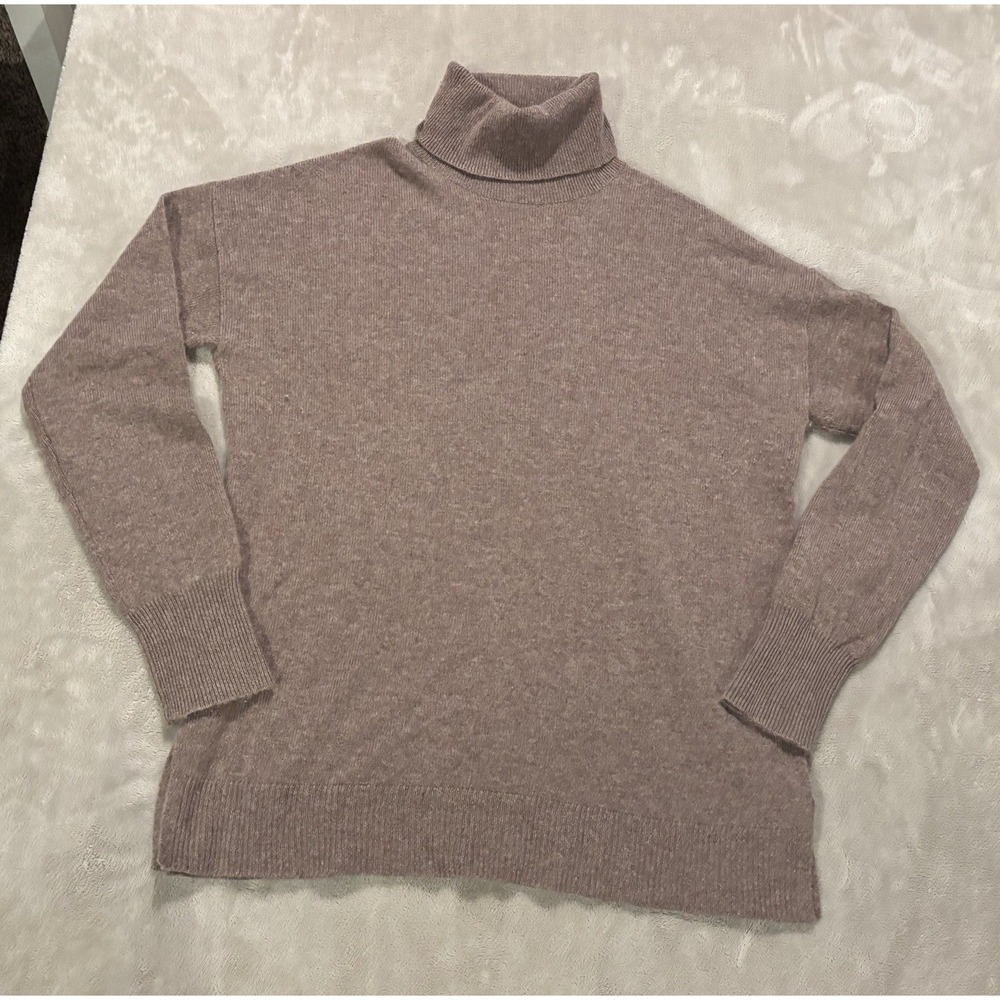 Nordstrom Brown 100% Cashmere Turtleneck Sweater Womens Medium Pullover RN58665